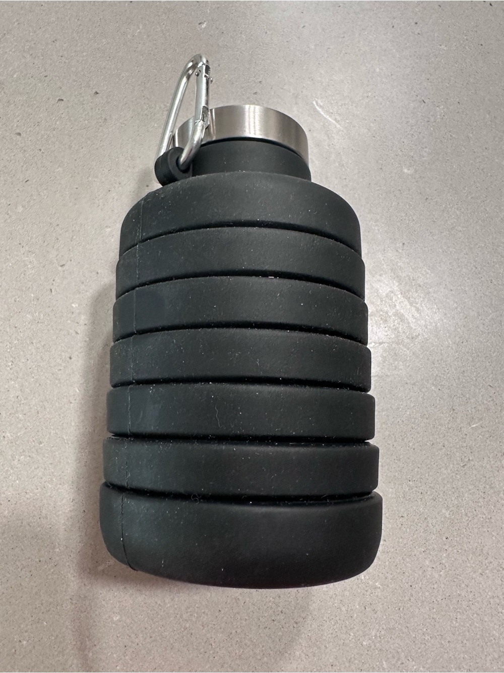 Collapsible Silicone Travel Bottle with Carabiner - Black
